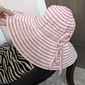 Pink & white striped wide brim sunhat
